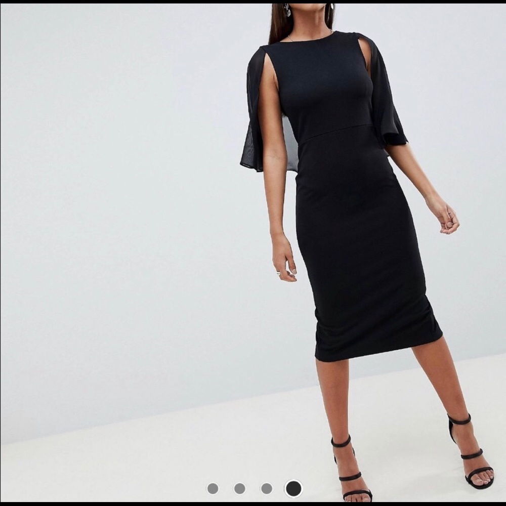 Asos Cape Sleeve Midi Pencil Dress